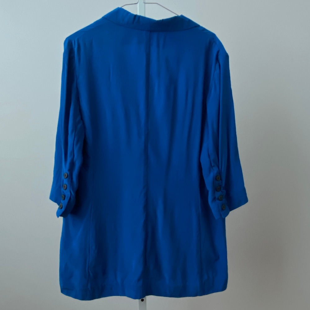 Kenneth Cole Luxury Formal 100% Silk M Blue Blazer Lightweight Jacket - Picture 6 of 6